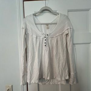 Free People white long sleeve tunic top with button detail